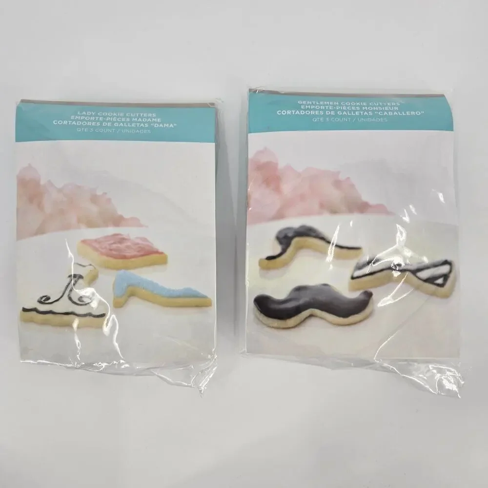 Lady and Gentleman cookie cutter sets NEW dress lips heel bow tie mustache